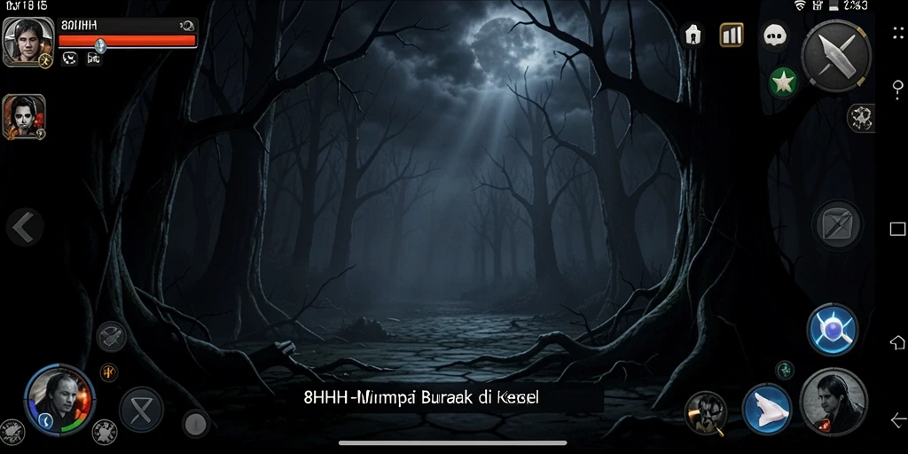 Screenshot gameplay yang menggambarkan suasana Horror yang mencekam.