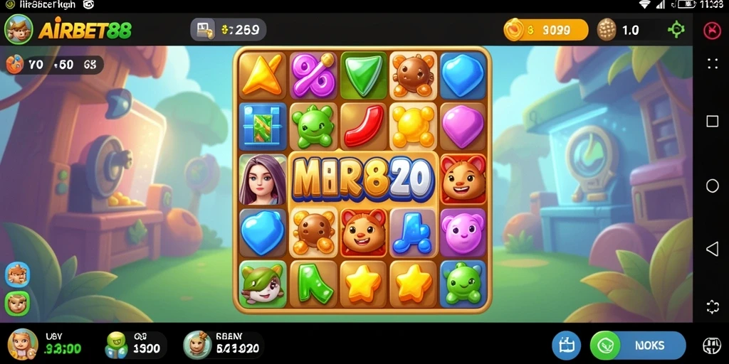 Tampak screenshot gameplay seru dari AIRBET88 yang menampilkan tantangan Match-3.