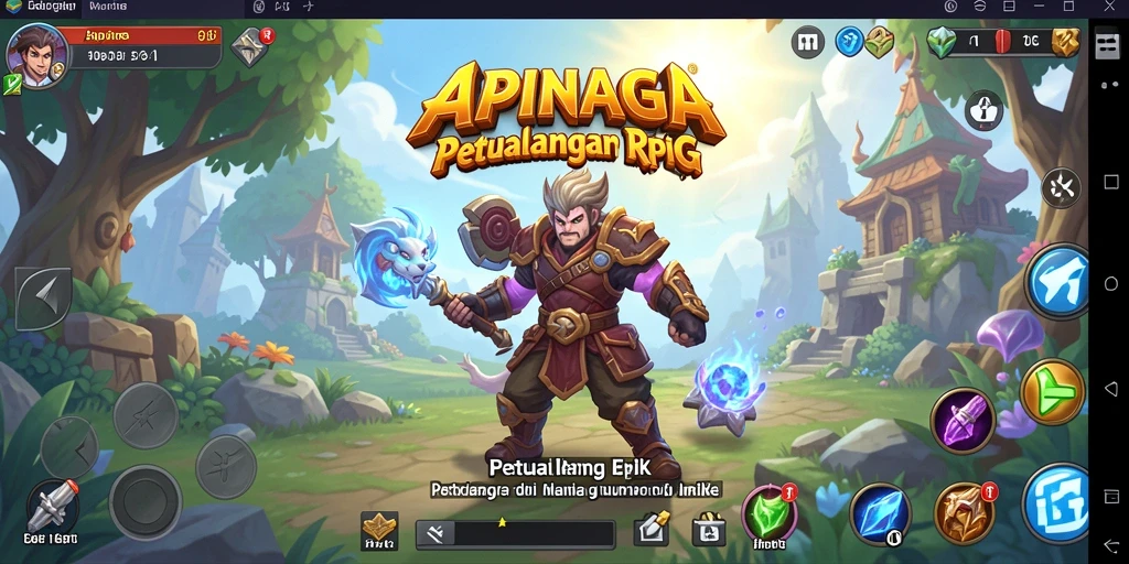 Screenshot menampilkan pertarungan epic dalam game APINAGA dengan karakter dan latar belakang yang menawan.