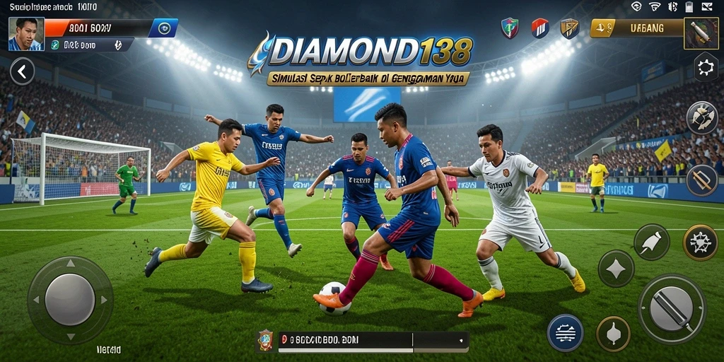 Tampilan utama gameplay DIAMOND138 dengan aksi sepak bola yang intens.
