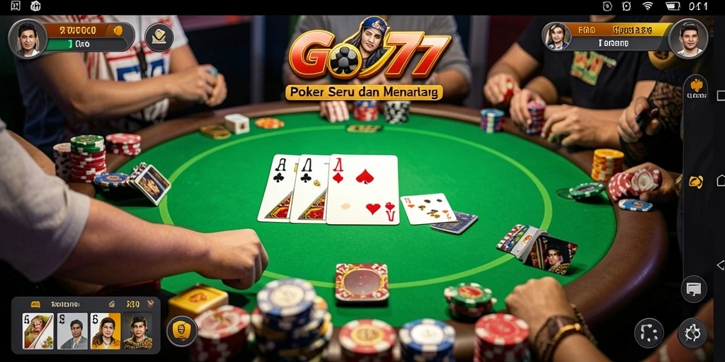 Tampilan gameplay Poker seru di GOTO77 dengan pemain aktif.