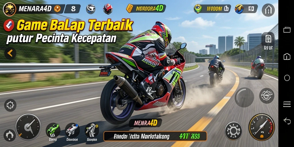 Gameplay seru balapan motor di MENARA4D yang mendebarkan.
