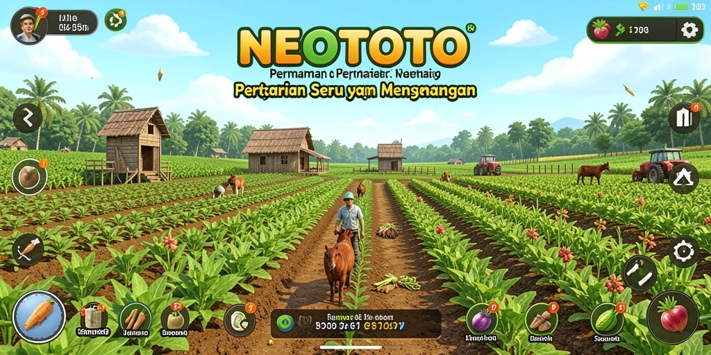 Tampilan gameplay NEOTOTO yang menarik dengan elemen pertanian.