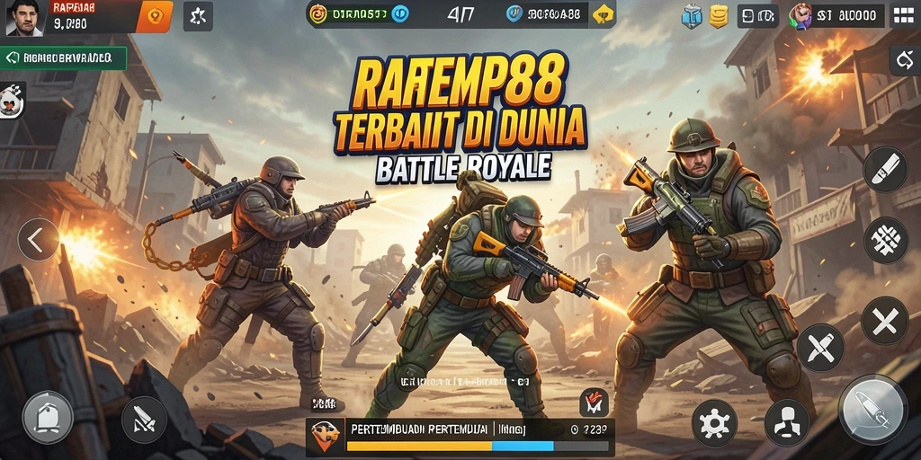 Screenshot gameplay RAFA88 dengan aksi Battle Royale yang mendebarkan.