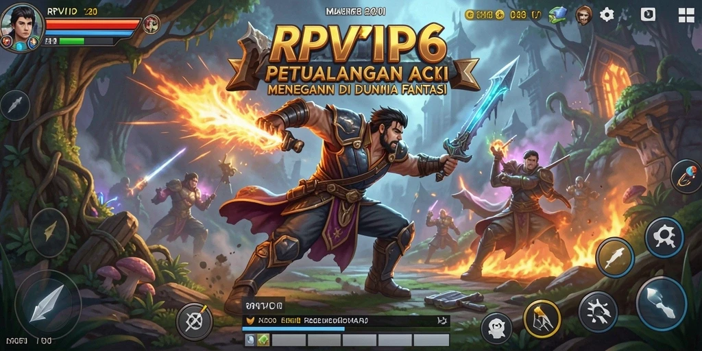 Tampilan menakjubkan dari RPVIP6 saat bertarung di dunia fantasi.