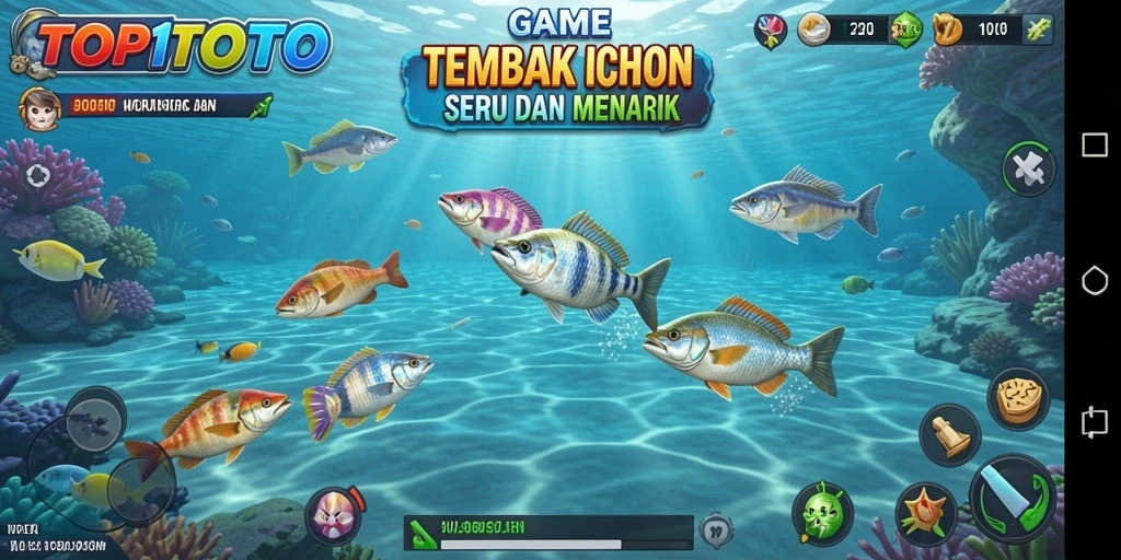 Gameplay seru dan menampilkan aksi menembak ikan.