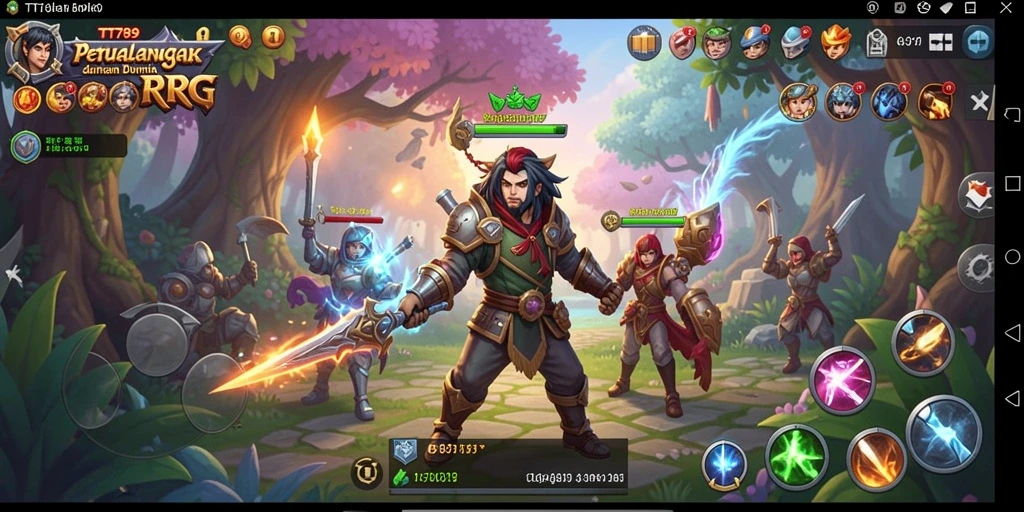 Screenshot dari gameplay TT789 menampilkan pertempuran epik dan eksplorasi dunia.
