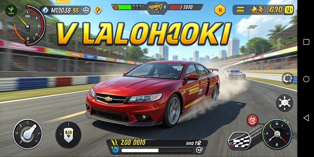 Tampilan gameplay menegangkan dalam balapan mobil VALOHOKI.