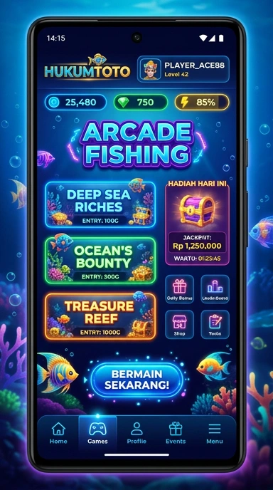 Tampilan aplikasi hukumtoto dengan berbagai pilihan kategori.